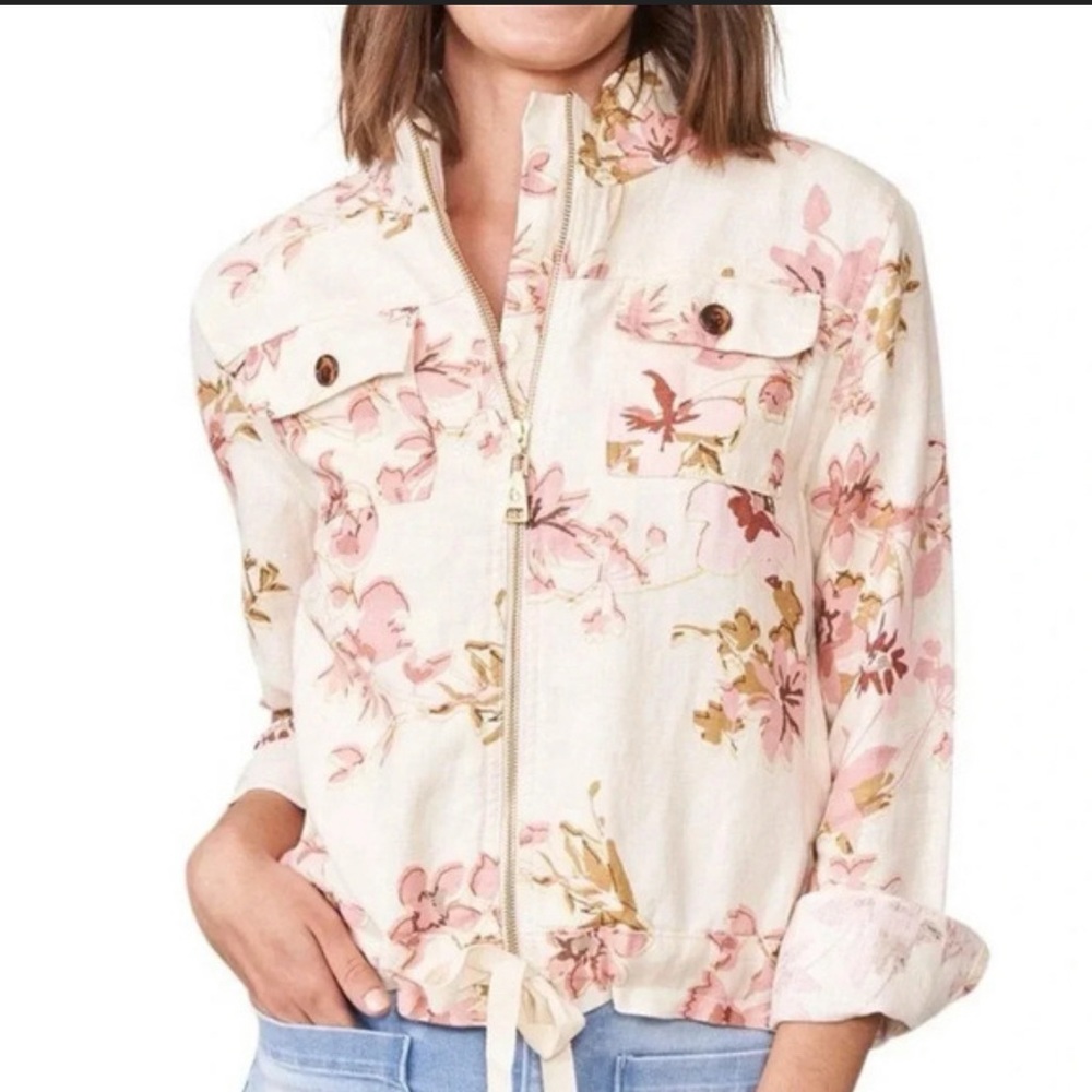 Spartina 449 Floral Utility Jacket in Cream and Pink